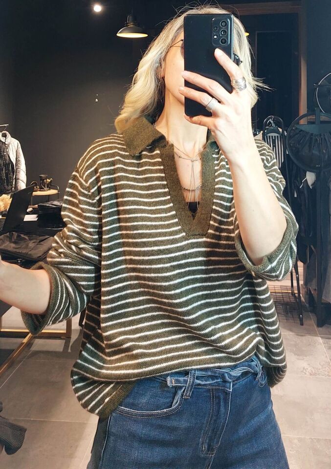 ÇİZGİLİ YEŞİL KAZAK