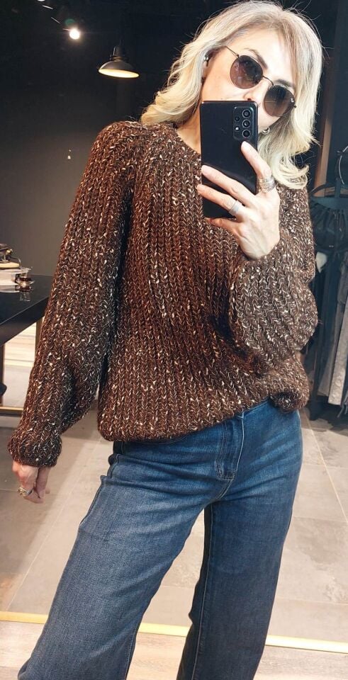 KAHVE KIRÇILLI KAZAK